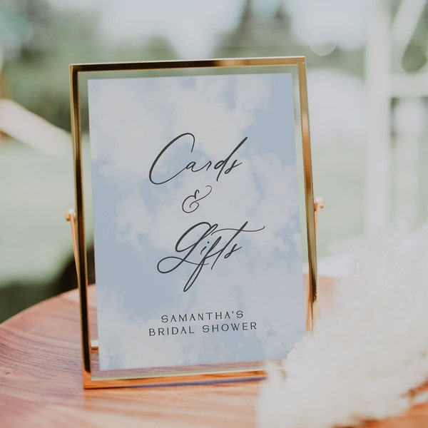 On Cloud Nine Bridal Shower Cards and Gifts Sign Template | The Bride is On Cloud Nine | Bridal Shower Decorations | Cloud Nine Theme