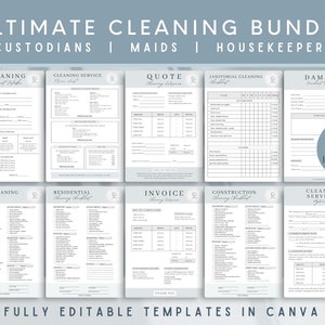 EDITABLE Cleaning Service Contract Bundle, Maid Forms Template, Janitor Printable, Custodian List, Cleaners, Editable Housekeeper Agreement