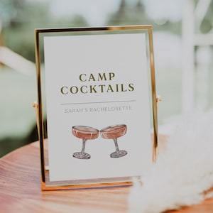 Camp Bachelorette Cocktail Bar Schild Vorlage, Camp Bachelorette Schild, Wochenende im Wald, Hütte Bachelorette Party, Berg Bachelorette