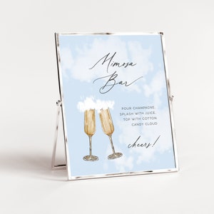 Sur Cloud Nine Bridal Shower Mimosa Bar Sign, La mariée est sur Cloud Nine, Cloud Nine Mimosa Bar, Thème Cloud Nine, Mimosa Sign, Imprimable image 1