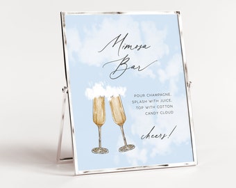 On Cloud Nine Bridal Shower Mimosa Bar Sign, The Bride is On Cloud Nine, Cloud Nine Mimosa Bar, Cloud Nine Theme, Mimosa Sign, Printable