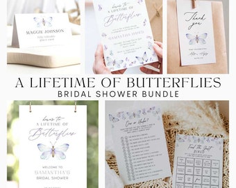 Butterfly Bridal Shower Mega Bundle, Editable Butterfly Shower Games, He Gives Her Butterflies Shower, Lifetime of Butterflies, Printable