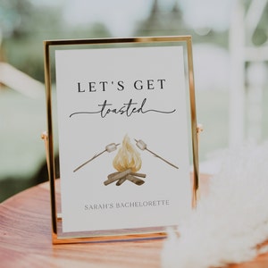 Camp Bachelorette Let&#39;s Get Toasted Sign, Camp Bachelorette S&#39;mores, Weekend In The Woods, Cabin Bachelorette Party, Mountain Bachelorette