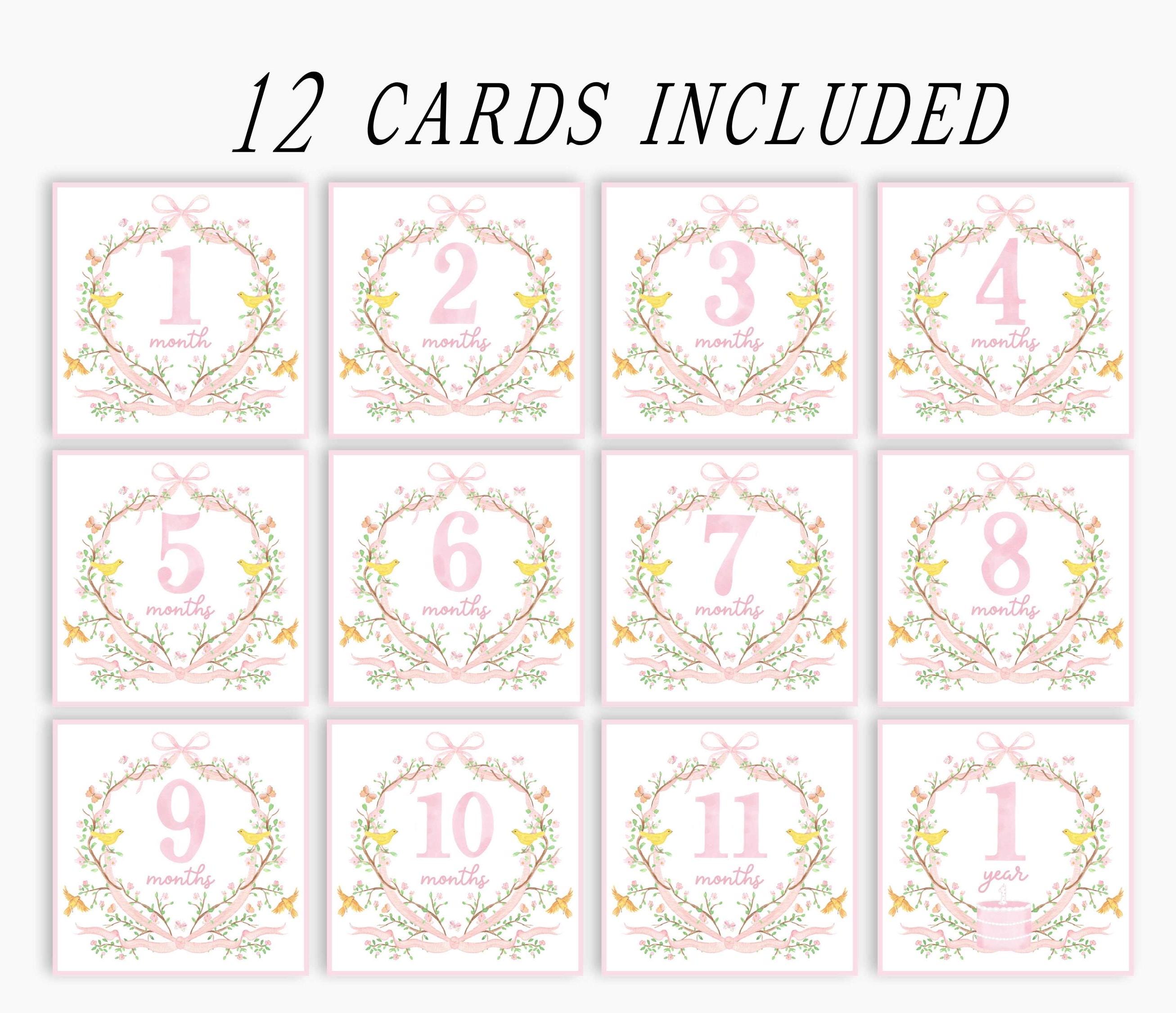 Girl Milestone Cards, Printable Baby Milestone Cards, Baby Month Cards ...