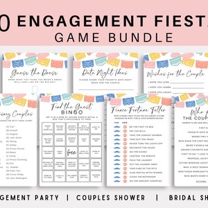 Betrokkenheid Fiesta Games, Fiesta Engagement Party Games, Afdrukbare Engagement Party Douche Games, Voorstelfeest, Fiesta Thema, Papel Picado