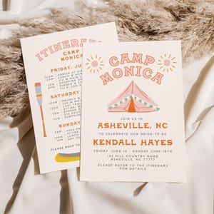Camp Bachelorette Invitation, Glamping Bachelorette, Camp Bride Bachelorette Party, Mountain Bachelorette Itinerary, Camping Bachelorette