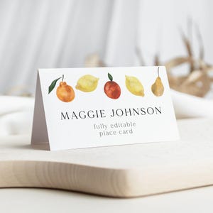 She&#39;s Off The Market Bridal Shower Place Card Template, Citrus Table Card, Bridal Shower Food Labels, Farmers Market Bridal Shower