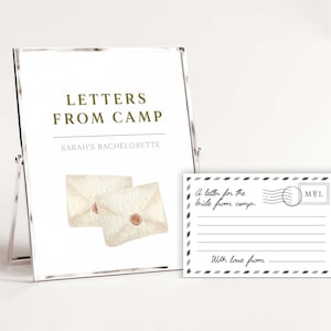 Camp Bachelorette Letters To The Bride Template, Camp Bachelorette Activity, Letters From Camp, Cabin Bachelorette, Mountain Bachelorette