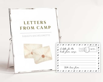 Camp Bachelorette Letters To The Bride Template, Camp Bachelorette Activity, Letters From Camp, Cabin Bachelorette, Mountain Bachelorette