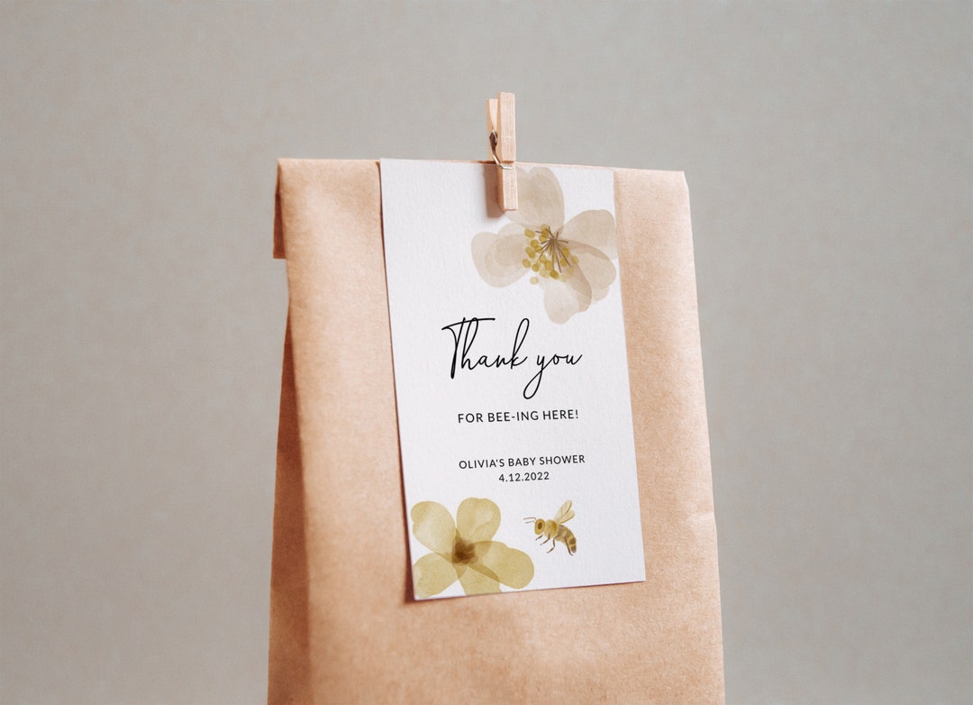 Bee Thank You Tag Template, Printable Thank You Card, Goodie Bag Tag ...