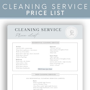 Lista de preços de serviços de limpeza profissional, lista de preços editável, modelo de limpeza doméstica, empresa de serviços de limpeza, formulário de serviço de limpeza
