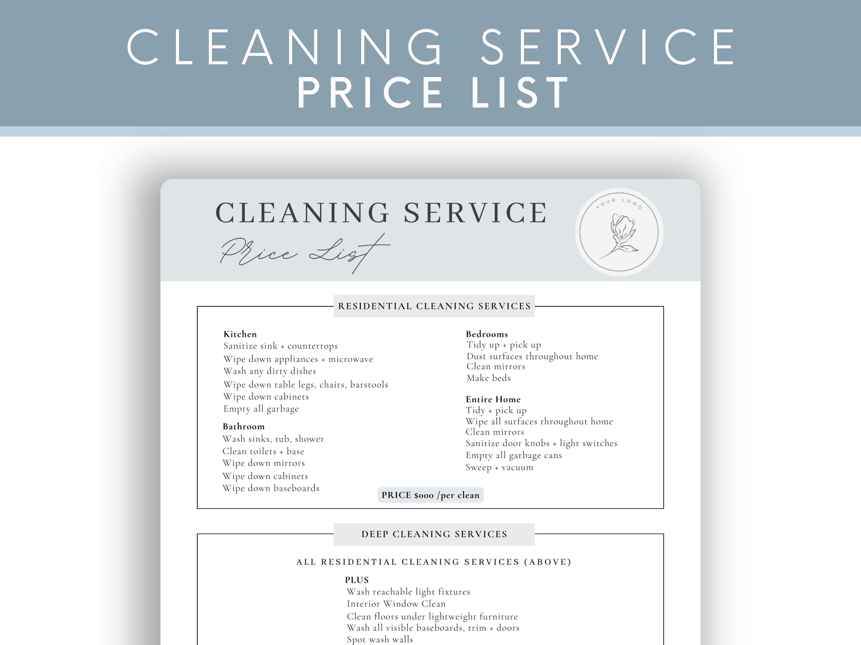 House Cleaning Price List