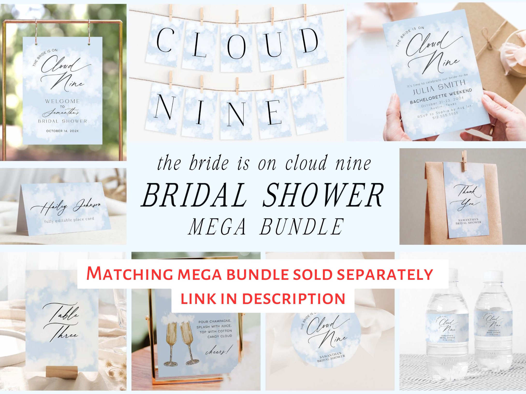 She's On Cloud Nine Mimosa Sign, Cloud Nine Bridal Shower Sign
