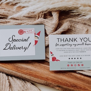 Vakantie business dank u kaart, speciale levering, kerst afdrukbaar bedankt voor uw aankoop, DIY kleine bedrijf kerstpakket invoegen
