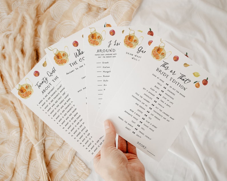 Fresh Off The Market Bridal Shower Games Bundle, Lemon Bridal Shower Games, Citrus Bridal Brunch image 2