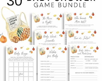 Locally Grown Baby Shower Game Bundle, Farmer's Market Baby Shower Games, Organic Baby, Vegetable Baby Shower, Fruit Baby Shower, Printable