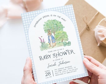 Peter Rabbit Baby Shower Invitation Template, Bunny Baby Shower, Easter Baby Shower, Spring Baby Shower Invite, Little Bunny, Printable