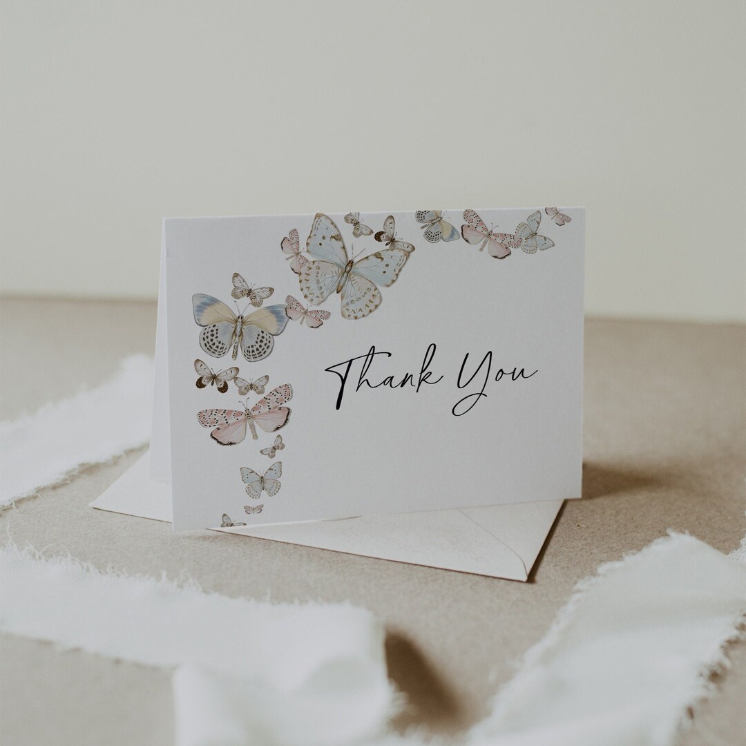 Butterfly THANK YOU Card Template Little Butterfly Thank You - Etsy