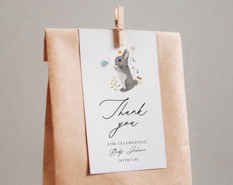 Modelo de etiqueta de agradecimento de coelhinho, cartão de agradecimento de coelhinho, obrigado de chá de bebê de coelhinho, etiqueta de lembrancinha de festa de primavera, lembrancinhas de chá de bebê de coelhinho, para impressão
