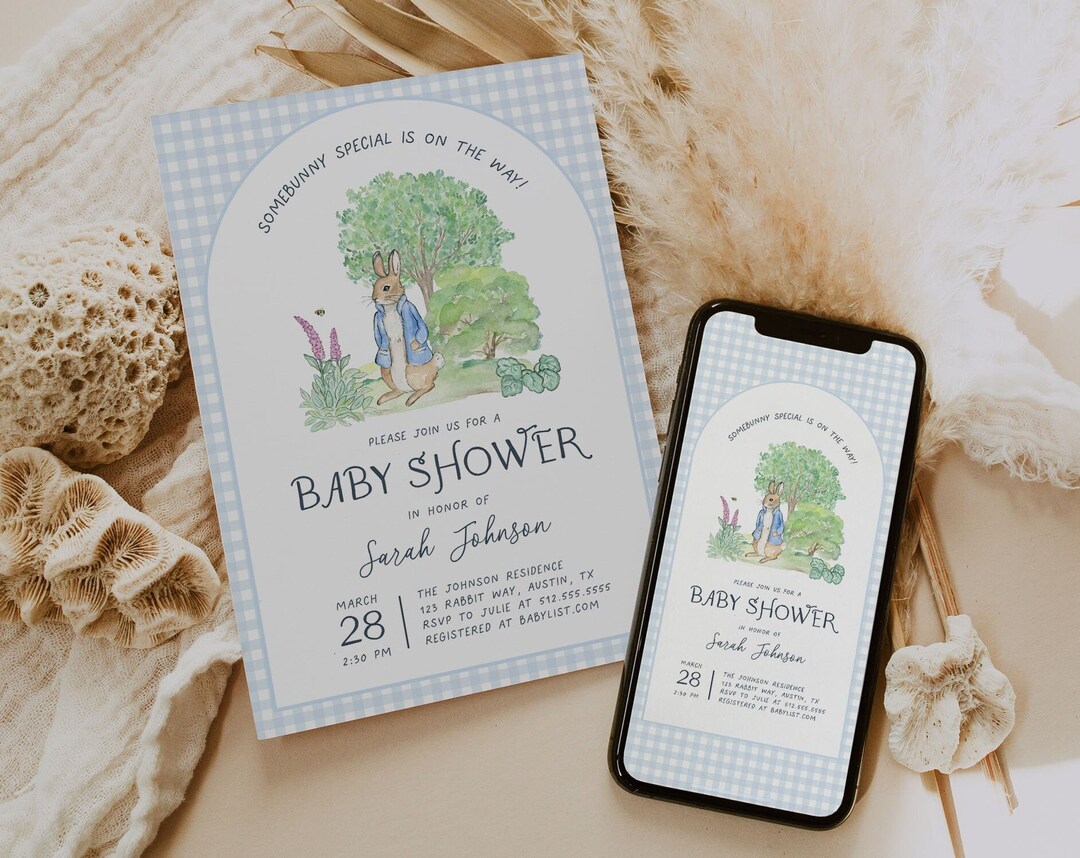 Peter Rabbit Baby Shower Invitation Template, Bunny Baby Shower, Easter ...