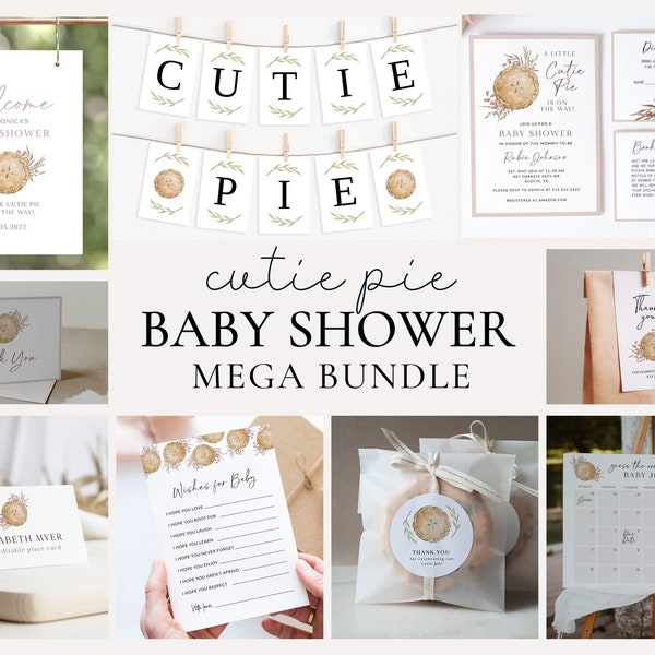 Cutie Pie Baby Shower Bundle, Girl Fall Baby Shower Invite, Autumn Baby Shower, Sweet as Pie Baby Shower, Fall Baby Shower Theme, Printable