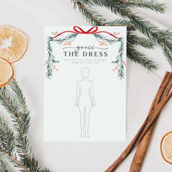 Merry Little Bridal Shower Guess the Dress Game Template, Winter Bridal Shower Theme, Holiday Bridal Shower, Christmas Bridal Shower