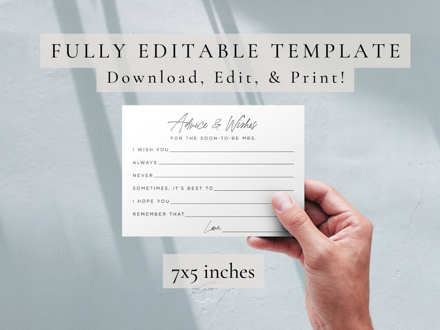 Advice for the Bride Template Wedding Shower Games Wedding - Etsy