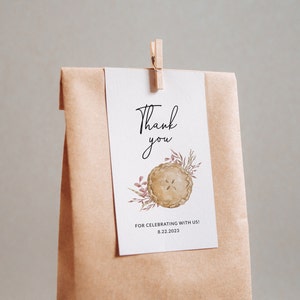 Plantilla de etiqueta de agradecimiento Cutie Pie, tarjeta de agradecimiento de pastel de otoño, etiqueta de bolsa de regalos de tema de pastel imprimible, etiqueta de favor de fiesta de otoño, género neutro