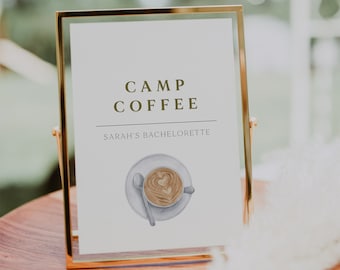 Camp Bachelorette Coffee Bar Sign Template, Camp Bachelorette Sign, Weekend In The Woods, Cabin Bachelorette Party, Mountain Bachelorette