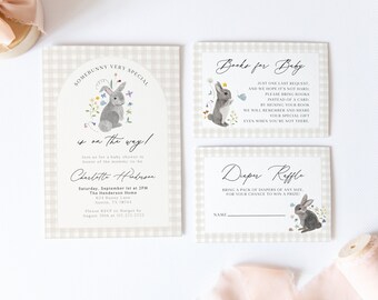 Somebunny Special Baby Shower Invitation, Spring Baby Shower Gender Neutral, Bunny Baby Shower, Woodland Rabbit Baby Shower Set, Printable