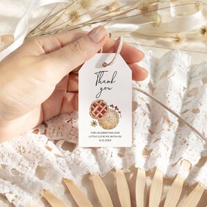Plantilla de etiqueta de agradecimiento Cutie Pie, tarjeta de agradecimiento de pastel de otoño, agradecimiento de baby shower de Cutie Pie, etiqueta de favor de fiesta de otoño, pastel de cereza, imprimible