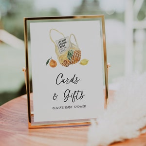 Lokal gewachsene Babypartykarten und Geschenke Schild Vorlage, Bauernmarkt Babyparty, Bio-Baby, lokal gewachsenes Duschschild, bearbeitbar