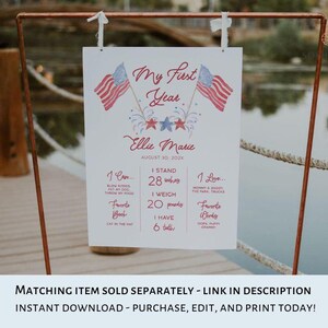 All American Girl First Birthday Welcome Sign, Red White and Blue, Little Firecracker First Birthday Decorations, 4th of July Birthday Party image 8