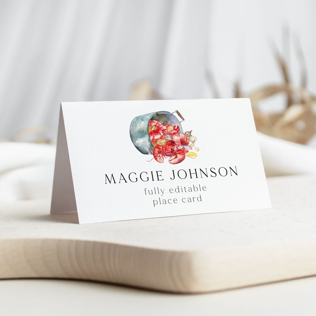 Crawfish Label Crawfish Boil Place Card Template, Crawfish Boil Food Label, Crawfish ...