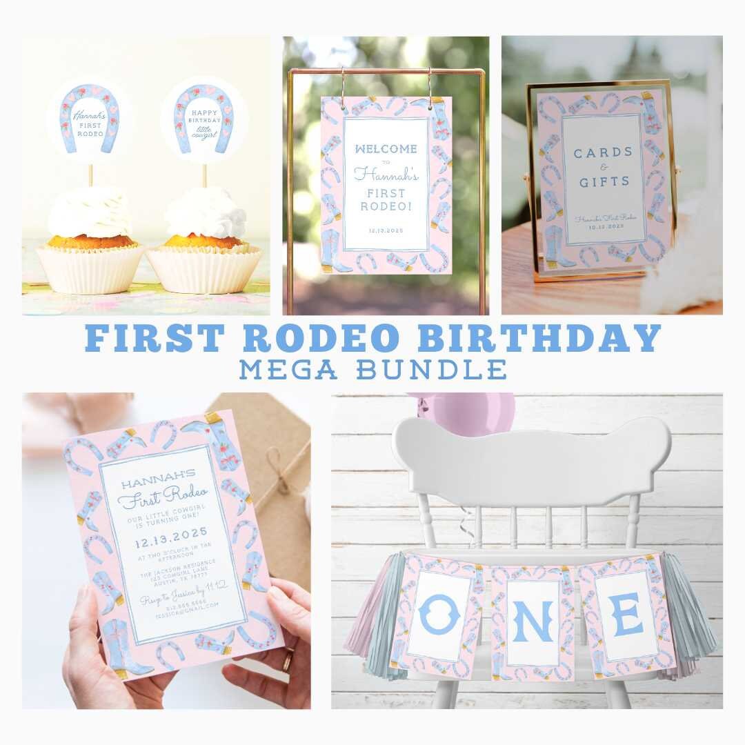 First Rodeo Birthday Bundle, Cowgirl Birthday Party, Little Cowgirl ...