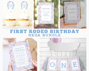 First Rodeo Birthday Bundle, Cowgirl Birthday Party, Little Cowgirl First Birthday, Girl First Rodeo, Baby Birthday Girl, Pink Rodeo Party