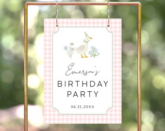 Silly Goose Birthday Welcome Sign Template, Goose First Birthday Party, One Lucky Duck Birthday, Goose 1st Birthday Theme, Editable
