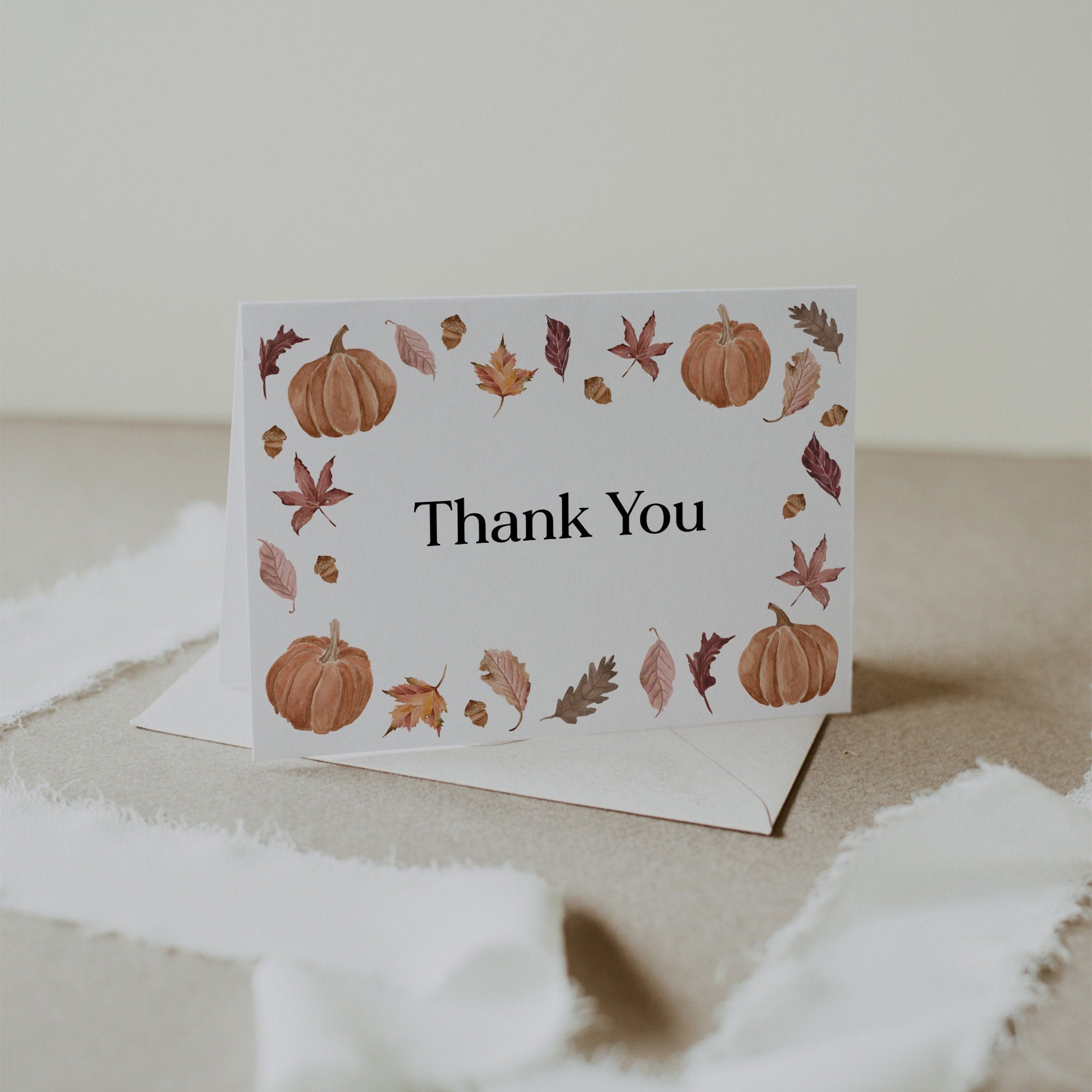 Fall THANK YOU Card Template, Pumpkin Thank You Card, Printable Thank ...