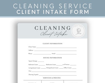 Professional Residential Cleaning Service Client Intake Form, Editable Client Form, House Cleaning Template, Cleaning Service Business