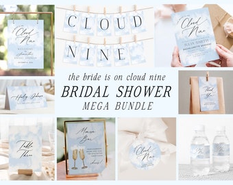 On Cloud Nine Bridal Shower Bundle, The Bride is On Cloud Nine, On Cloud 9 Bridal Shower, Cloud Bridal Shower Themes, Cloud Nine Invite