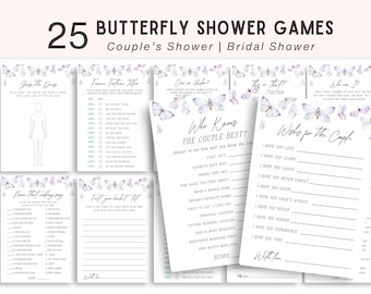 Butterfly Bridal Shower Games Bundle: 25 Printable Games (Digital Download)