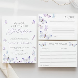 Butterfly Bridal Shower Invitation Template, A Lifetime of Butterflies, Butterfly Shower Invite, He Gives Her Butterflies, Butterfly Kisses