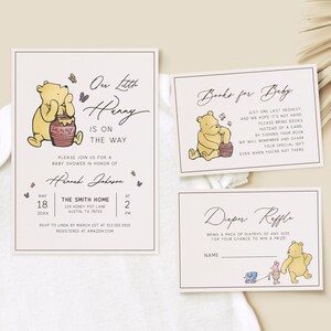 Classic Winnie the Pooh Baby Shower Invitation Template, Winnie the Pooh Baby Shower Invite, Baby Shower Invitation Neutral, Editable