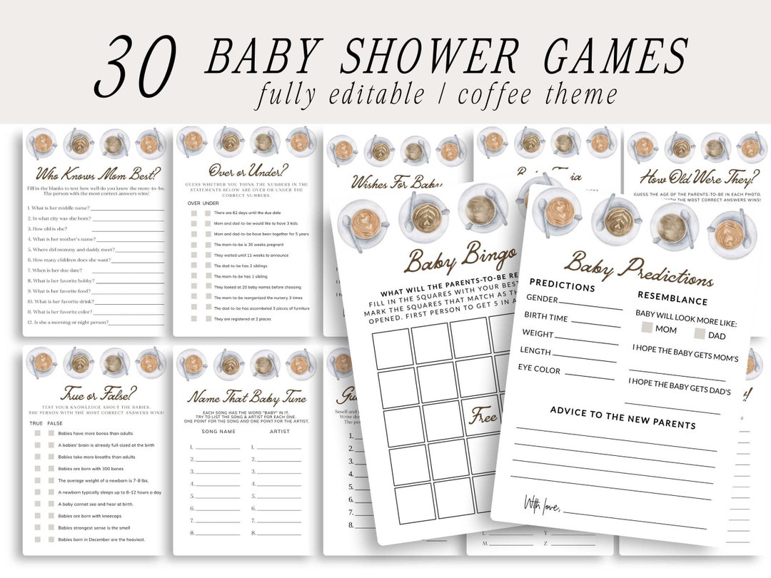 Baby is Brewing Baby Shower Game Bundle, Baby Brewing Shower Games