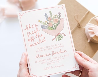 Off the Market Bridal Shower Invitation, Love in Bloom Shower, Bridal Brunch, Farmer's Market Bridal Shower, Bridal Shower Bouquet Bar
