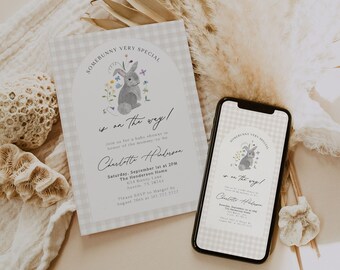 Bunny Baby Shower Invitation Template, Spring Baby Shower, Somebunny Special Baby Shower, Easter Shower, Vintage Baby Shower, Printable