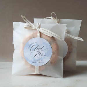The Bride Is On Cloud Nine Round Sticker Template, Cloud Nine Bridal Shower Favors Sticker, Cloud Nine Theme, Round Thank You Tag, Printable