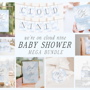On Cloud Nine Baby Shower Bundle, We&#39;re On Cloud Nine, Cloud 9 Baby Shower, Cloud Theme Shower, Cloud Baby Sprinkle, Cloud 9 Games Bundle