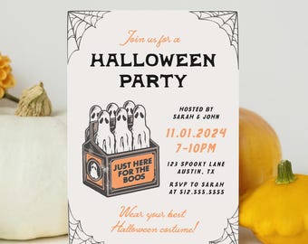 Vintage Halloween Party Invitation, Adult Halloween Party Invite Template, Costume Halloween Party Invitation, Halloween Party Invitation