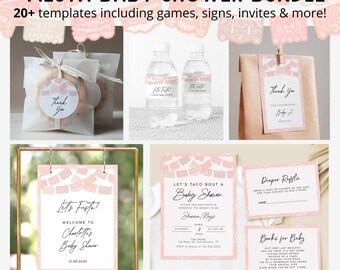Fiesta Baby Shower Mega Bundle, Girl Baby Shower Fiesta, Pink Fiesta Baby Shower Bundle, Pink Papel Picado Shower, Fiesta Printable Games